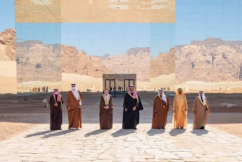 Líderes y jefes de delegación del Consejo de Cooperación del Golfo en Al Ula. Foto: MAE Arabia Saudí.